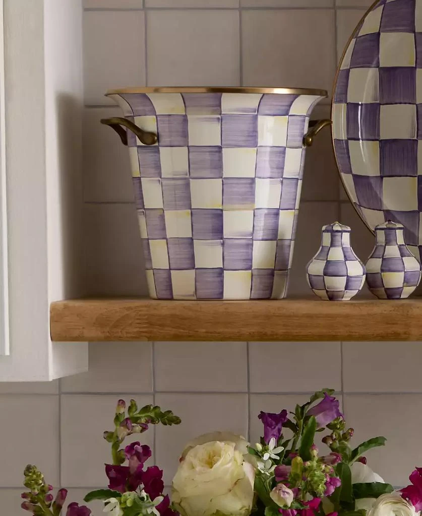 MacKenzie-Childs Violet Check Handmade Wine Cooler 3