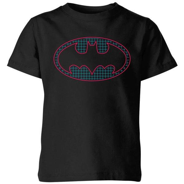Original Hero Justice League Batman Retro Grid Logo Kids' T-Shirt - Black