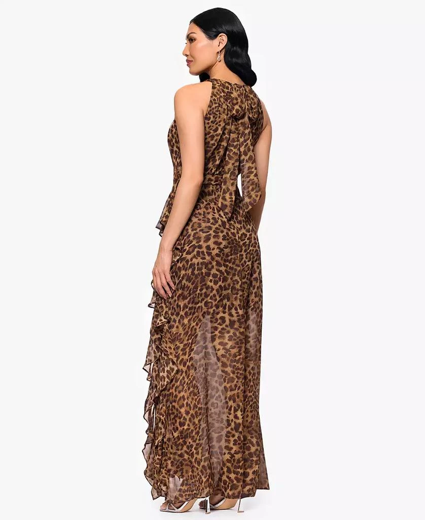Betsy & Adam Petites Printed Halter Long Sheath Dress 3