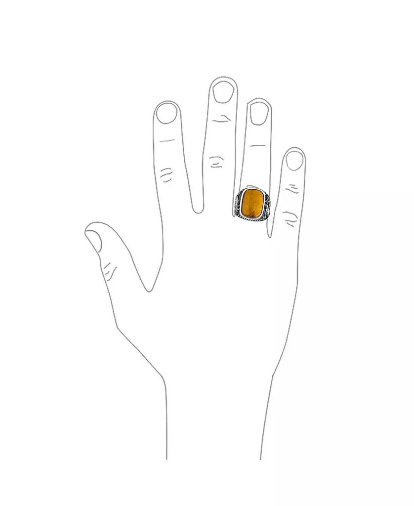 Bling Jewelry Natural Black Onyx Brown Tiger Eye Equestrian Stallion Horse Ring Sterling Silver 2