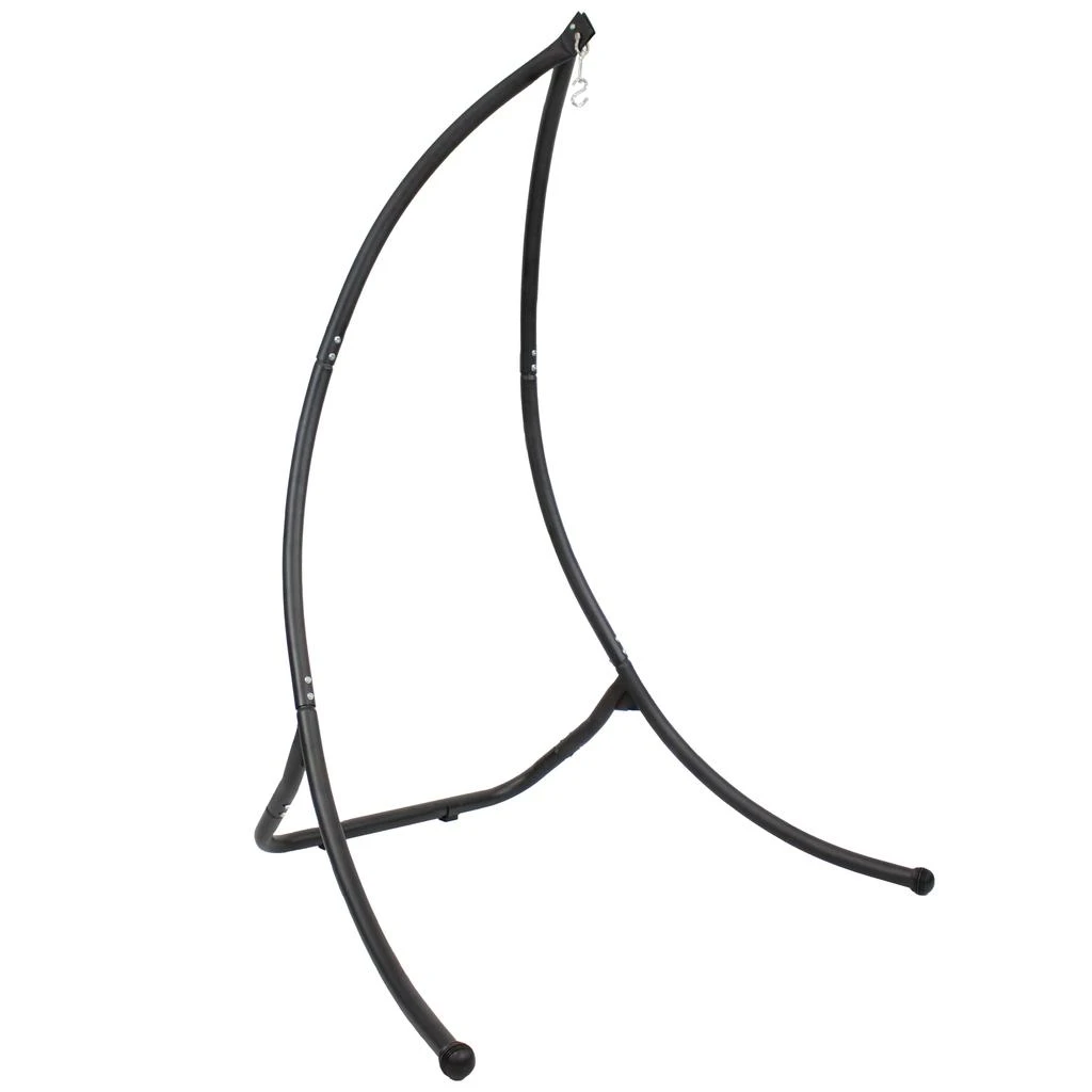 Sunnydaze Steel Outdoor Hammock Chair Stand with Curved Legs - Black - 84" 1