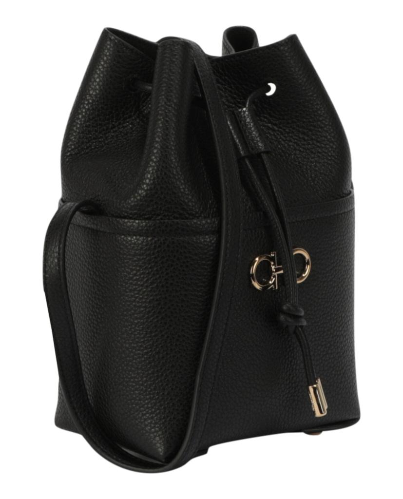 Salvatore Ferragamo Gancini Logo Plaque Drawstring Bucket Bag