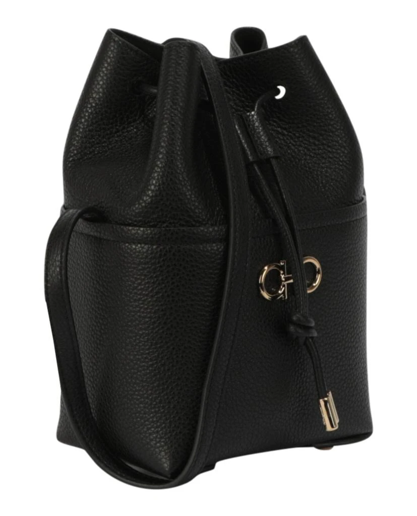 Ferragamo Gancini Logo Plaque Drawstring Bucket Bag 2