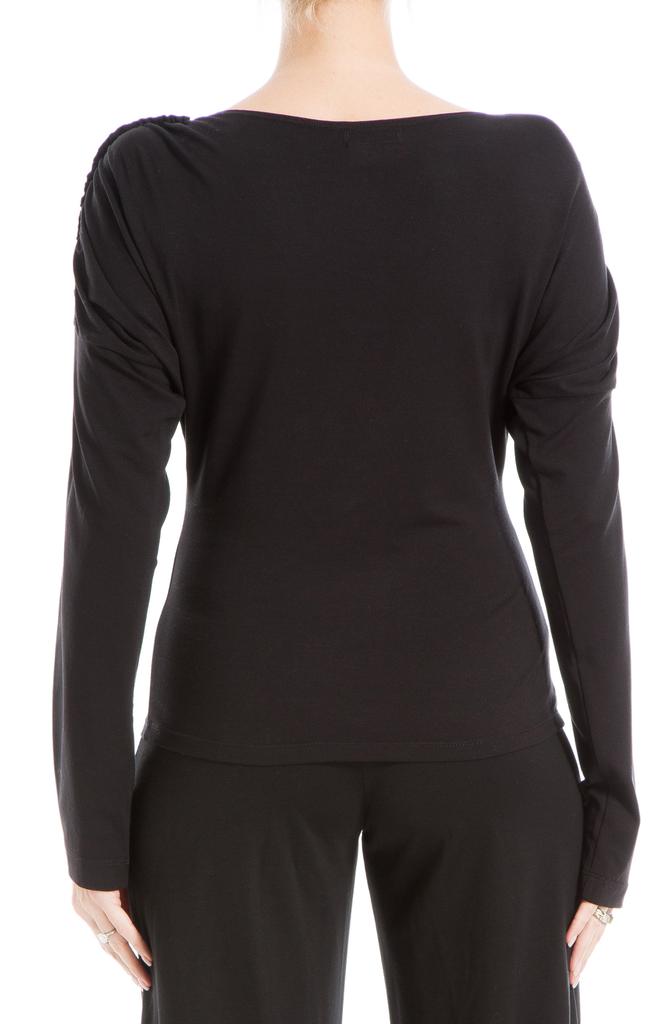 Max Studio Ruched Shoulder Long Sleeve Top