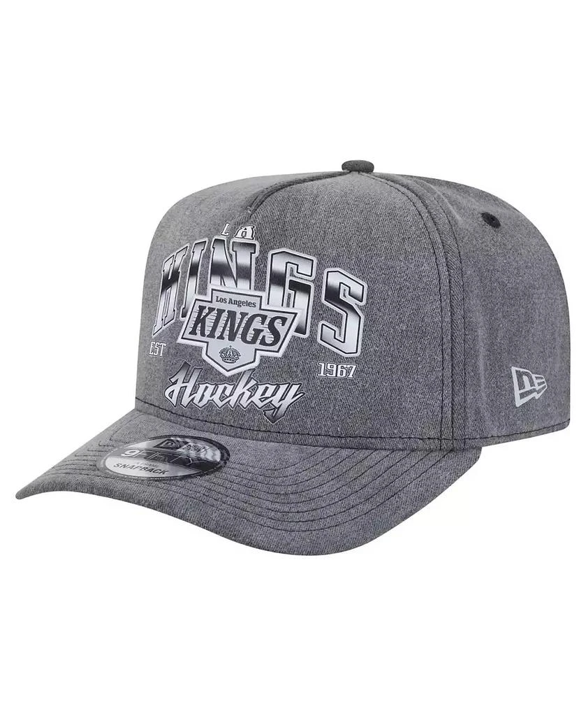New Era Men's Charcoal Los Angeles Kings Throwback Washed A-Frame Pre-Curved 9FIFTY Snapback Hat 1