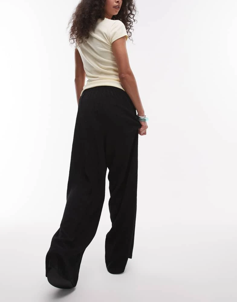 Topshop Topshop textured wide leg trousers in black 3