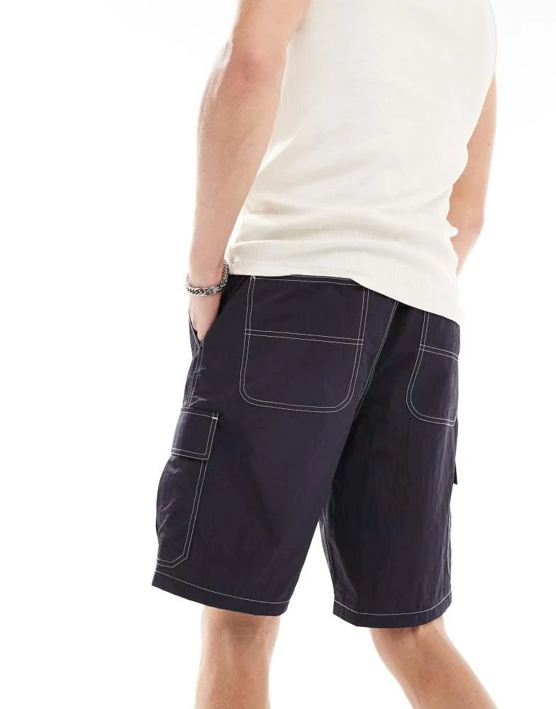 ASOS ASOS DESIGN cargo short with belt detail in navy 3