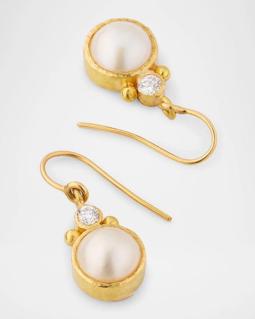 Elizabeth Locke 19K Yellow Gold White Mabe Pearl Earrings with Diamonds and Dots 4