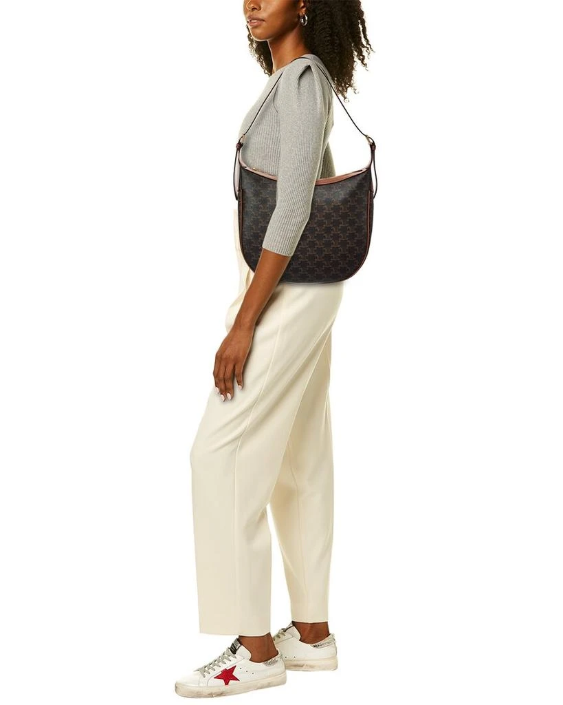 Celine CELINE Heloise Medium Triomphe Canvas & Leather Hobo Bag 4
