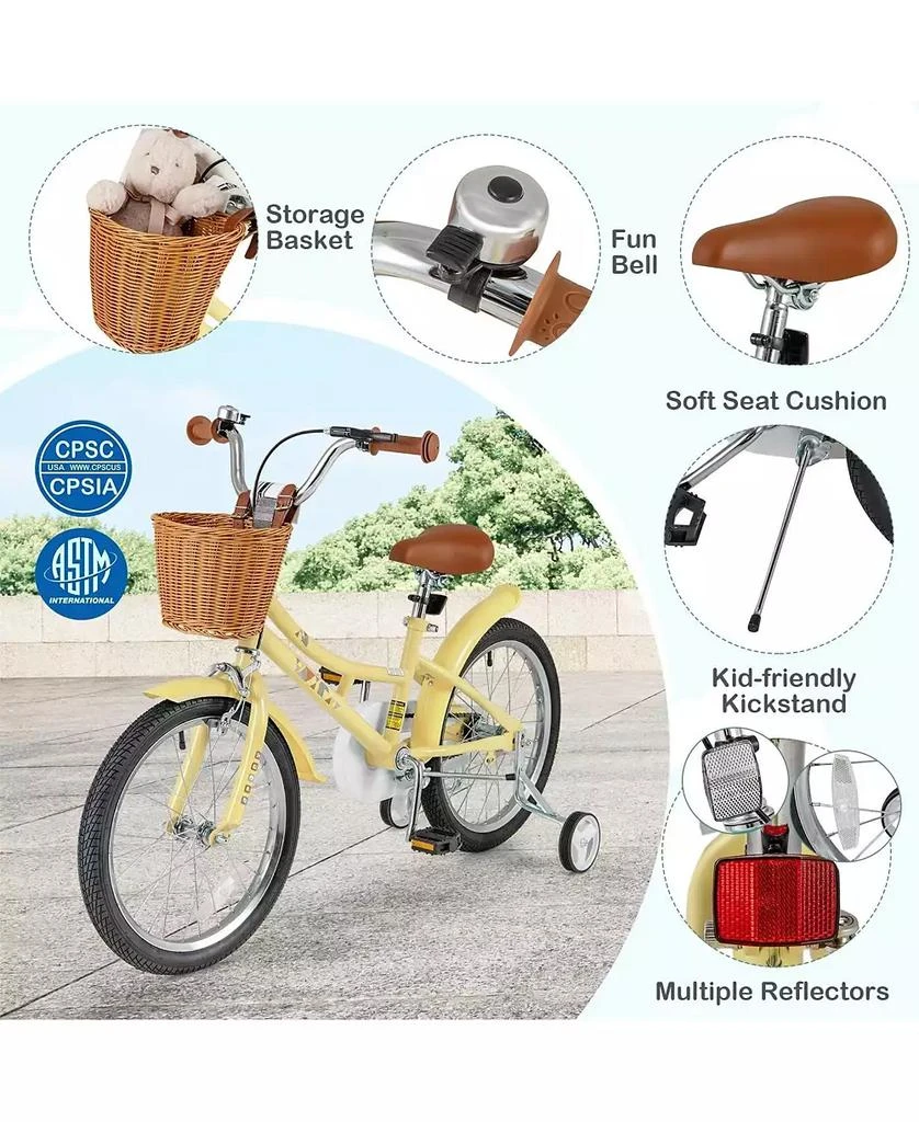 HONGGE 18 Inch Kids Bike Adjustable Bicycle with Reflectors and Bell for Children 4-8 Years Old-18 inches 9