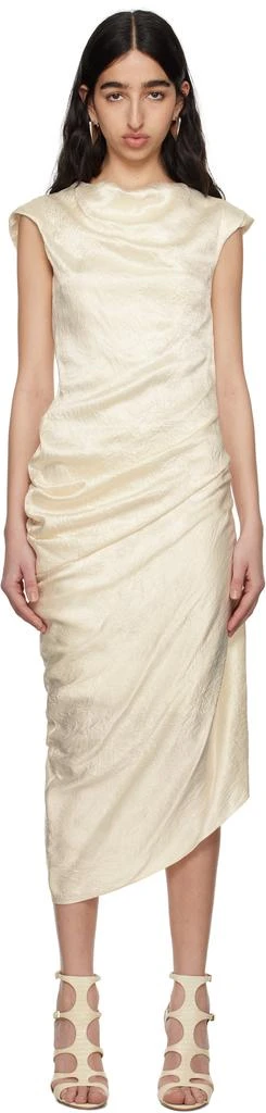 knee length dresses for ladies Laurine Asymmetric Draped Midi Dress in White M / White main image 0