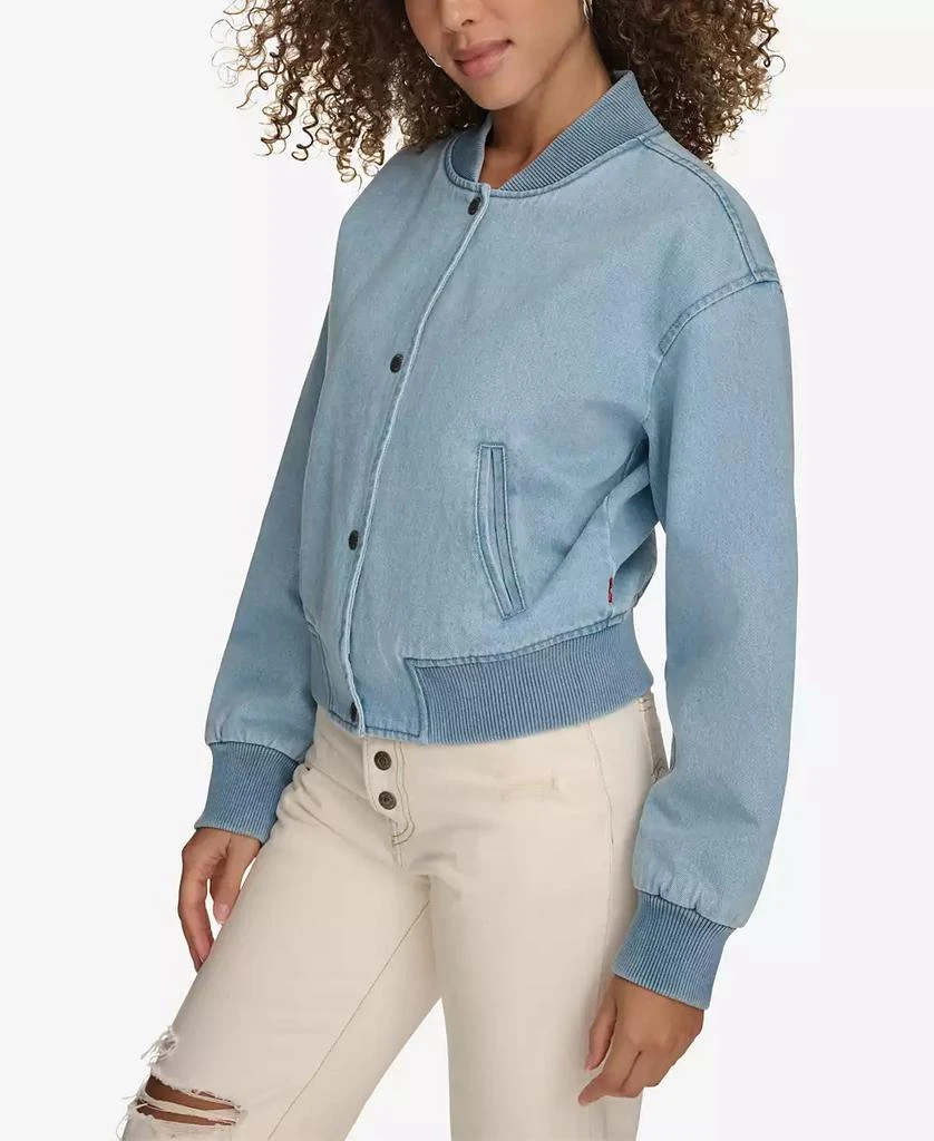 Levi's Women's Ribbed-Edge Cropped Denim Bomber Jacket 5