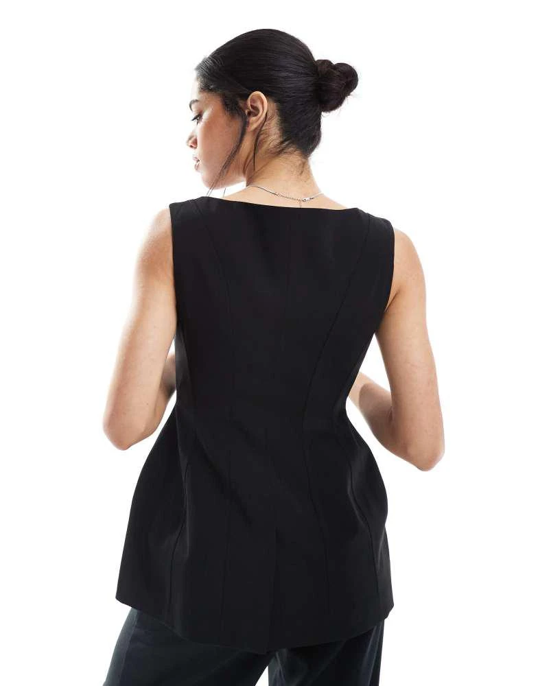 ASOS ASOS DESIGN corset boat neck waistcoat in black 3
