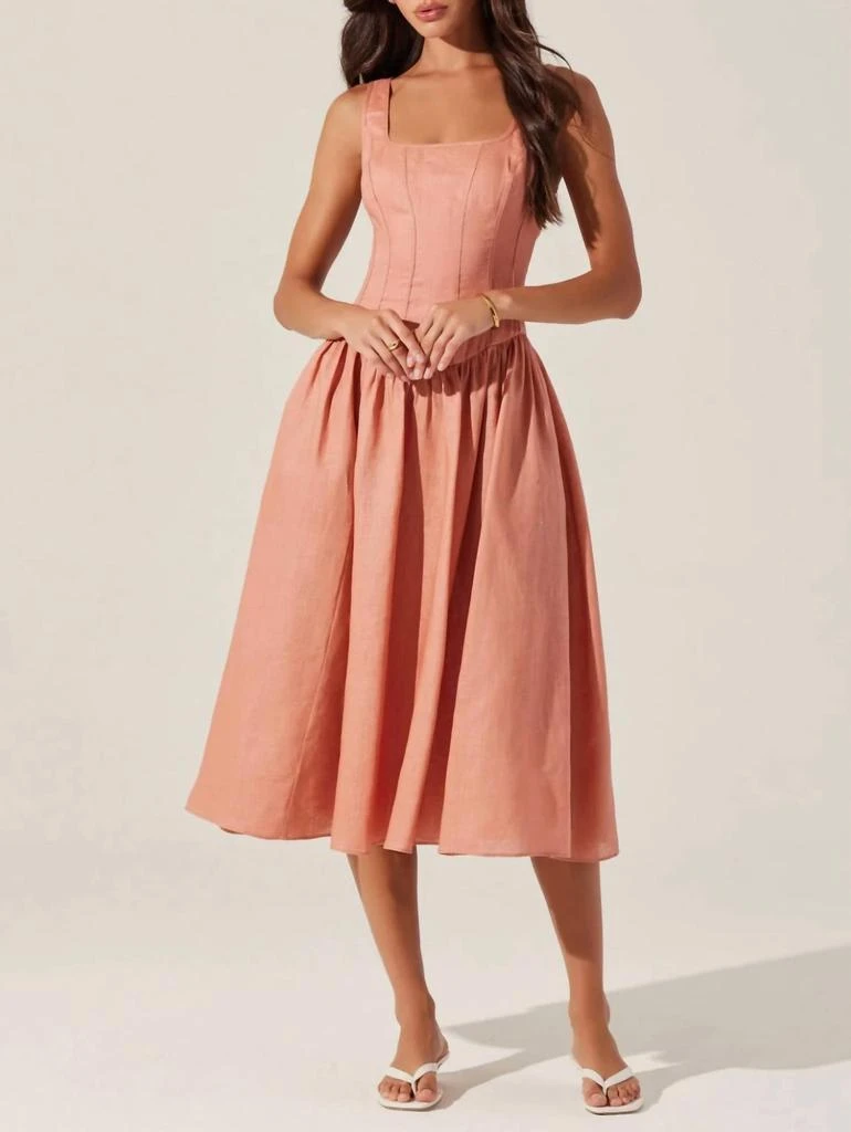 knee length dresses for ladies Blythe Metallic Plisse Midi Dress main image 0