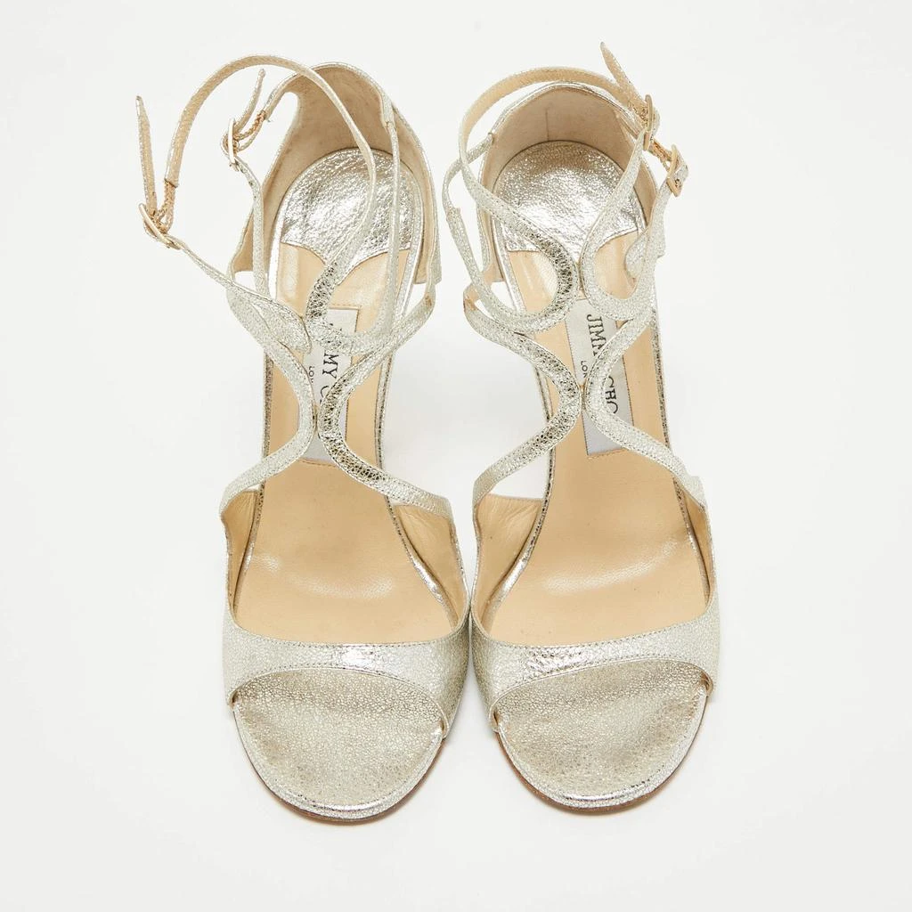 Jimmy Choo Jimmy Choo Silver Textured Leather Lance Sandals Size 40 3
