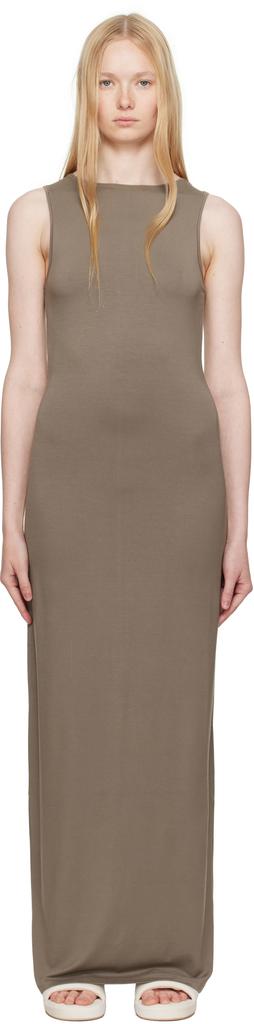SKIMS Taupe Smooth Layers Long Boat Neck Maxi Dress