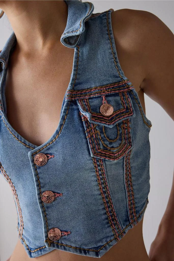 True Religion True Religion Scoop Neck Super QT Flap Denim Vest Top 2