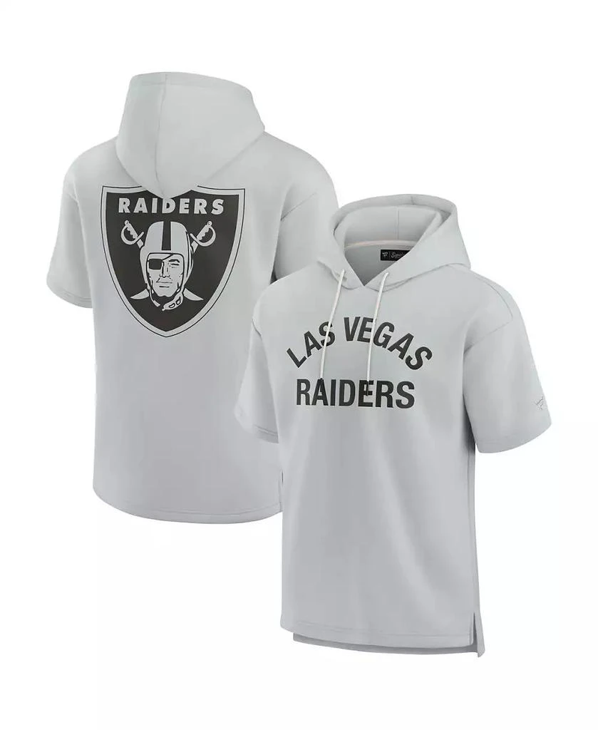 Fanatics Signature Men's and Women's Gray Las Vegas Raiders Super Soft Fleece Short Sleeve Hoodie 3