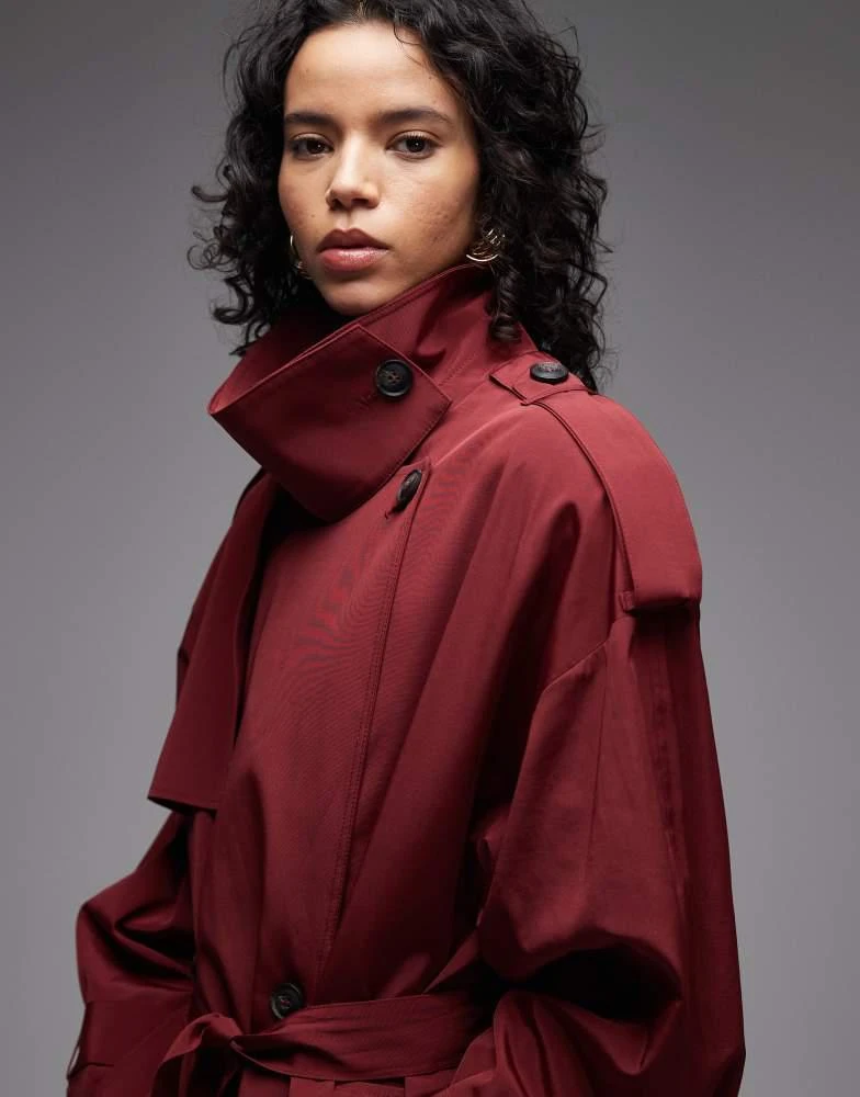 ASOS ASOS DESIGN oversized belted maxi trench coat in red 3