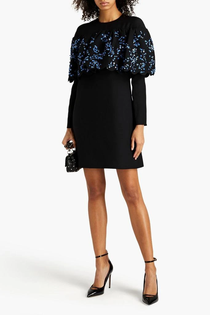 Valentino Embellished wool and silk-blend crepe mini dress 2
