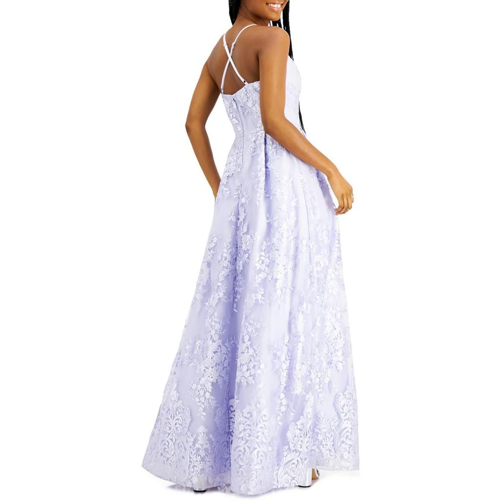BCX Juniors Womens Floral Embroidered Maxi Evening Dress 3
