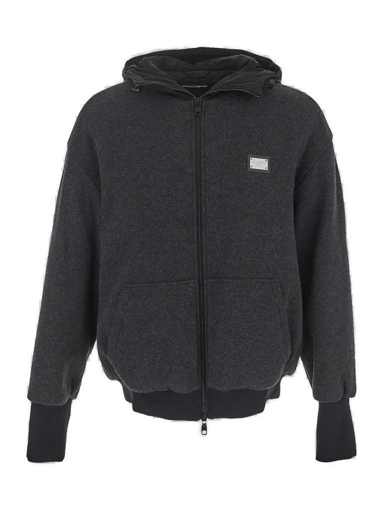 Dolce & Gabbana Logo Plaque Zip-Up Jacket
