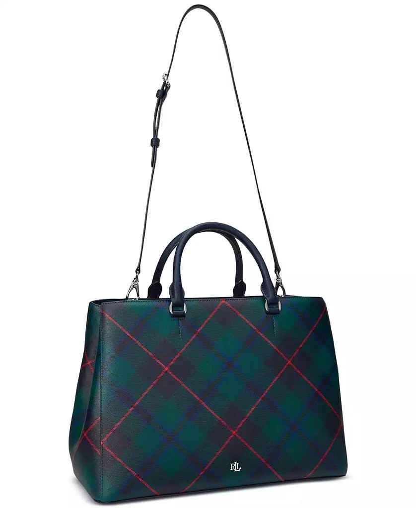 Ralph Lauren Hanna Plaid Leather Large Satchel 5