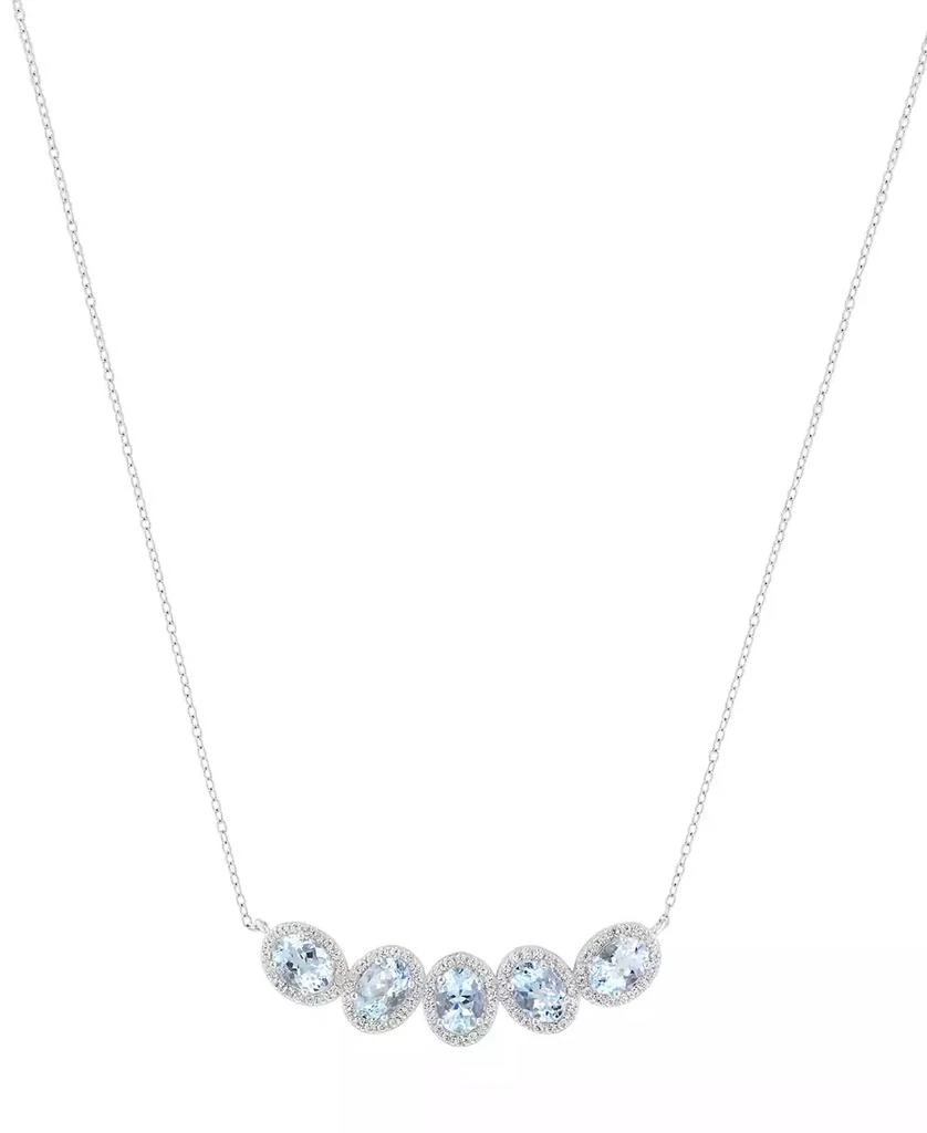 Effy Aquamarine (3-5/8 ct. t.w.) and Zircon Necklace (1 ct. t.w.) in Sterling Silver