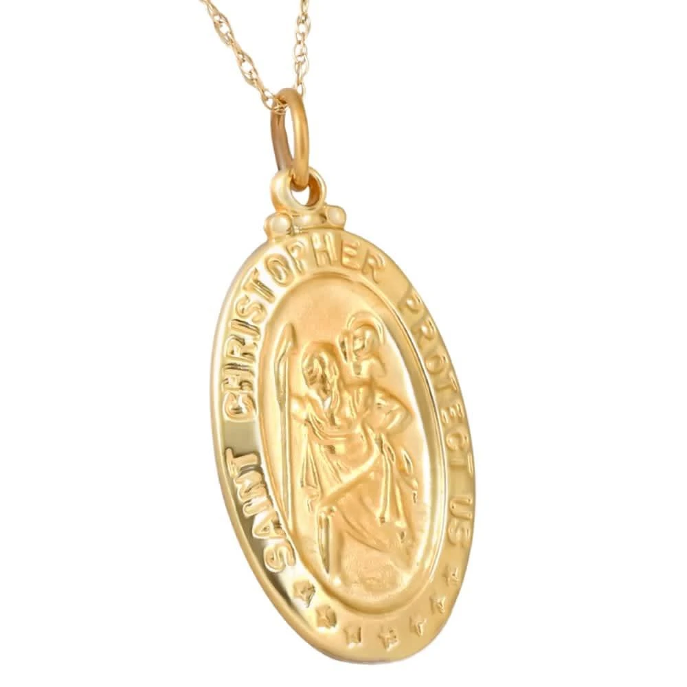 Pompeii3 14k Yellow Gold St. Christopher Medal Pendant 1" Tall 4 Grams 2