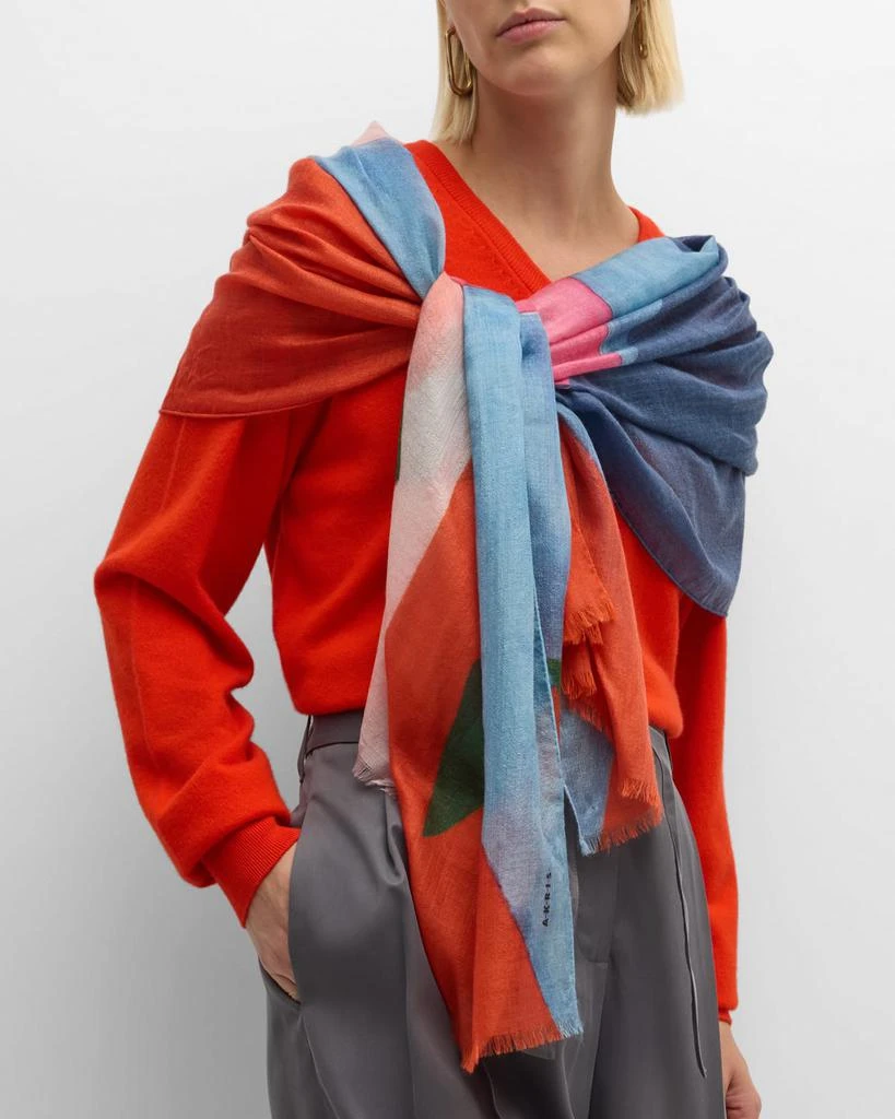 Akris Spectra Print Cashmere-Silk Scarf, 26" x 79" 3
