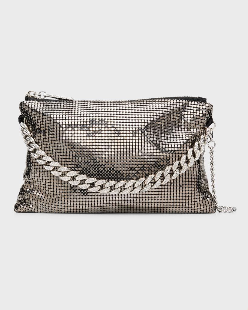 Whiting & Davis Zia Metallic Chain Crossbody Bag