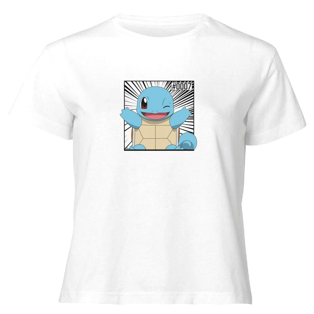 Original Hero Pokémon Pokédex Squirtle #0007 Women's Cropped T-Shirt - White 1