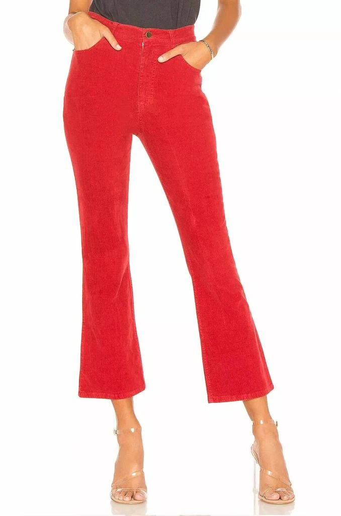 Pam & Gela Corduroy Ankle Flare High Rise Pants In Red 2