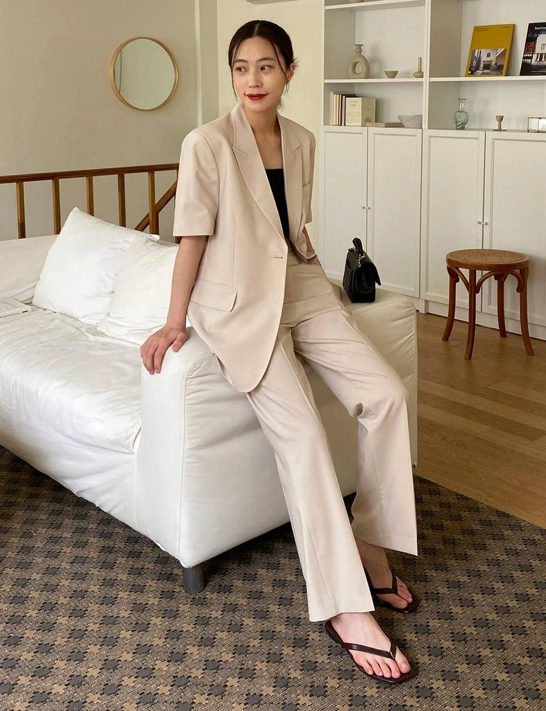 Pixie Market Tan Straight Suit Trousers 1