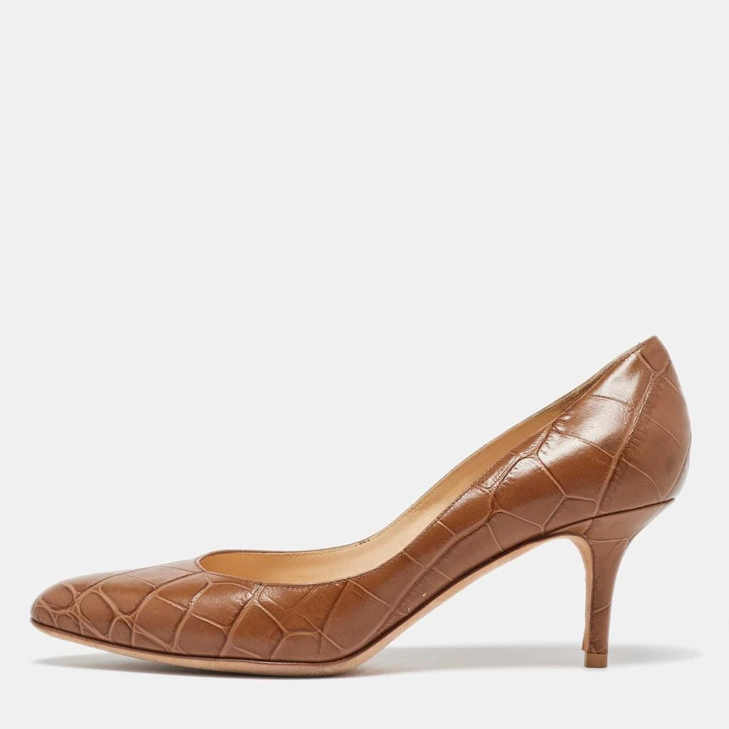 Jimmy Choo Jimmy Choo Brown Croc Embossed Leather Pumps Size 38.5 1
