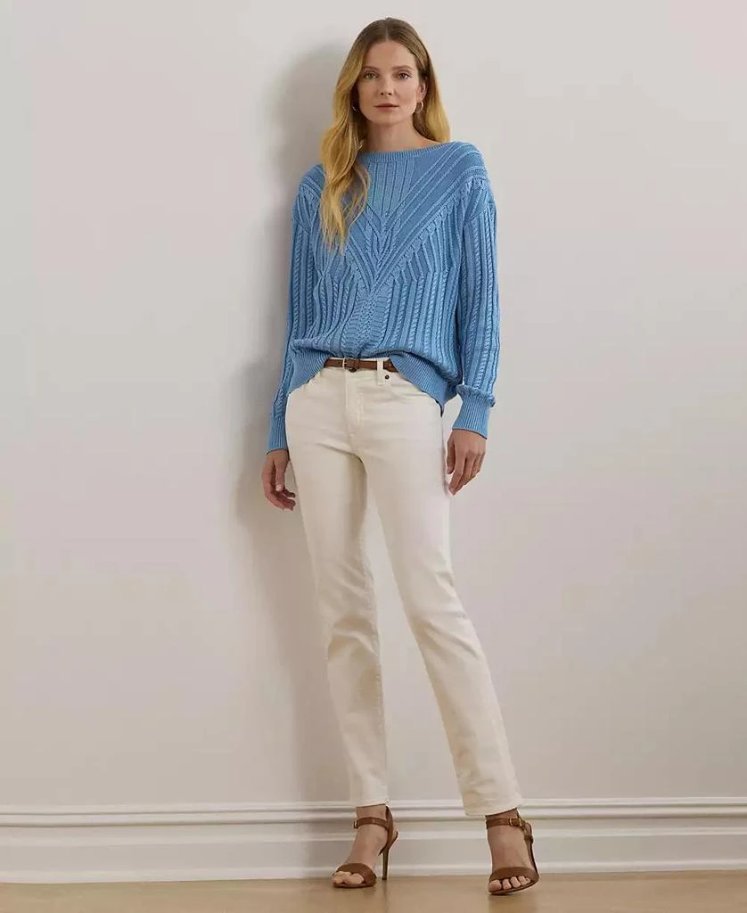 Ralph Lauren Women's Cable-Knit Cotton-Blend Boatneck Sweater, Regular & Petite 4