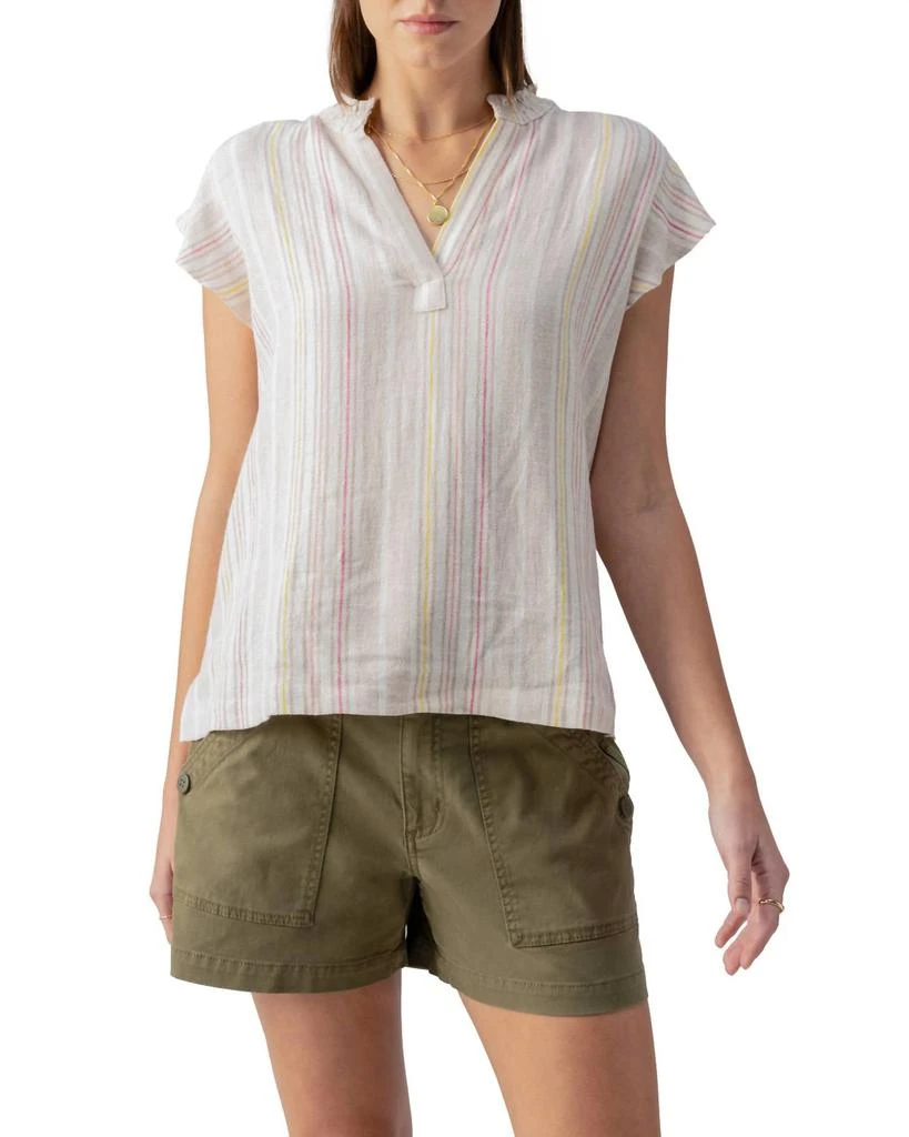 Sanctuary Split Neck Tunic Top In Patio Stripe 1