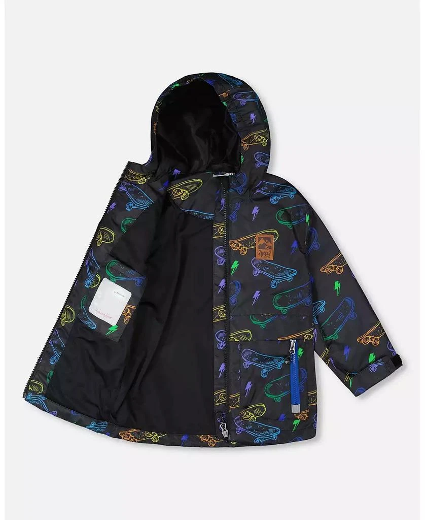Deux par Deux Big Boys Mid-Season Jacket Black Printed Skateboards 2