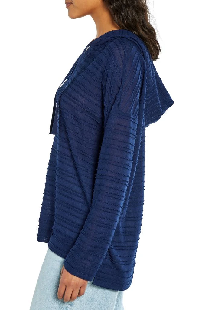 Three Dots Stripe Textured Hacci Pullover Hoodie 8