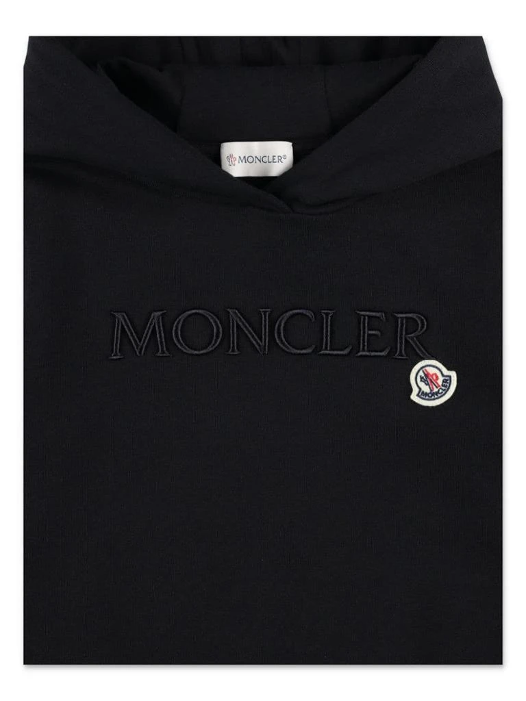 Moncler Black Hoodie With Embroidered Lettering Logo In Tone 3
