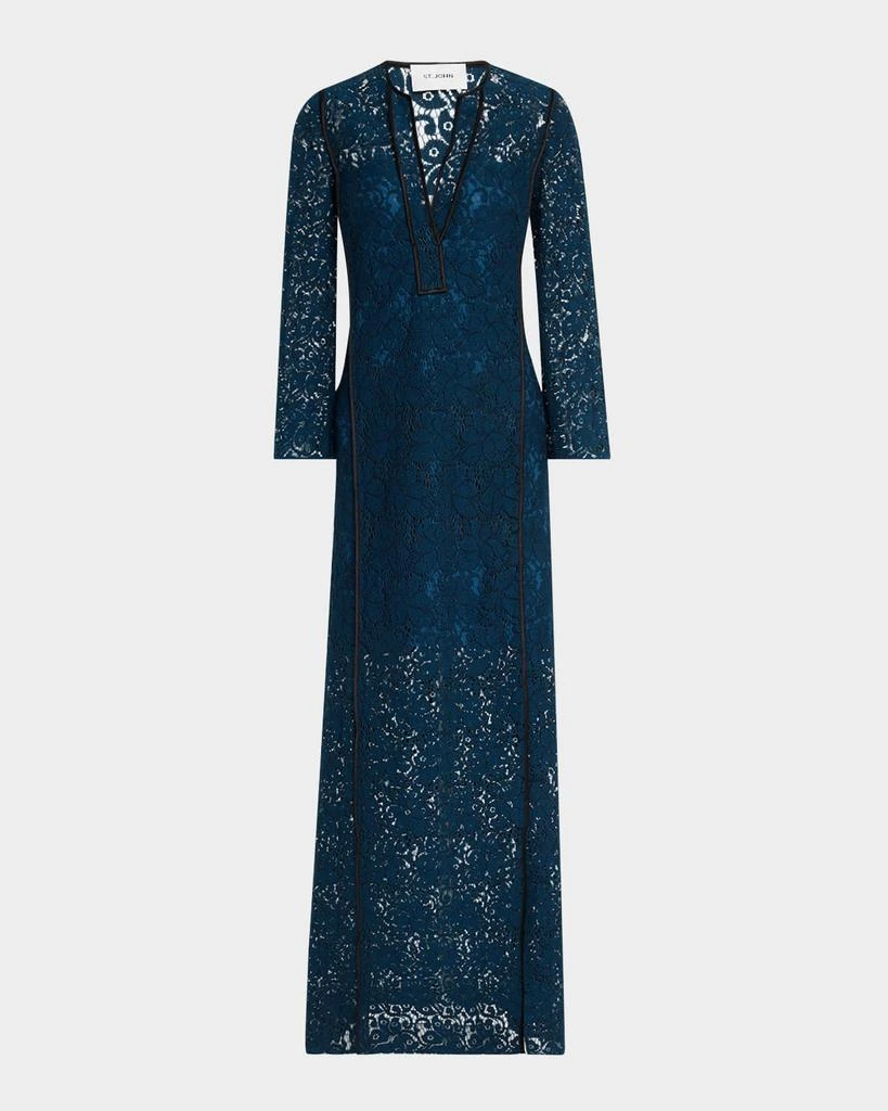St. John Guipure Bracelet-Sleeve Kaftan Gown 1