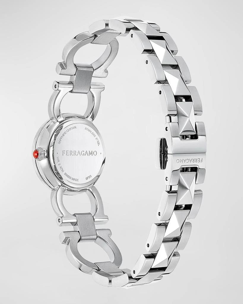 Salvatore Ferragamo 25mm Double Gancini Stud Watch with Silver Dial, Stainless Steel 3