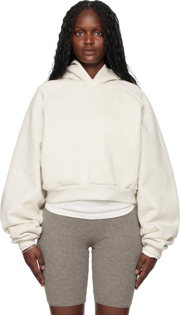 Essentials Gray Holiday Embossed 90s Raglan Hoodie - Hoodies