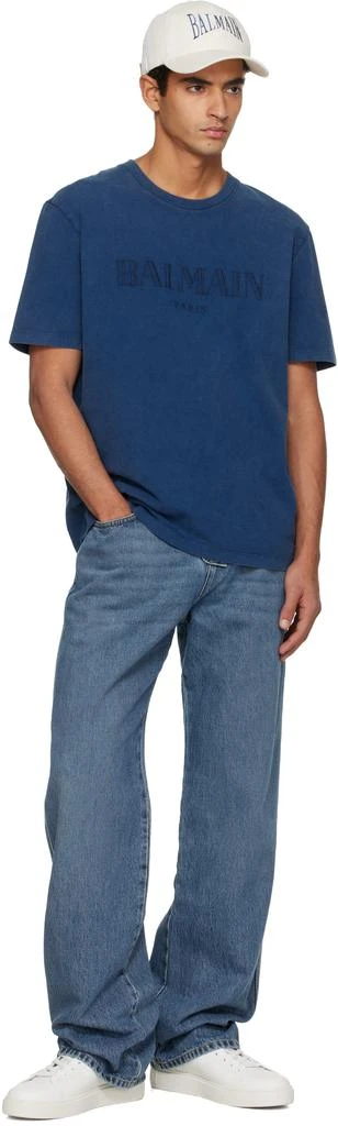 Balmain Blue Vintage 
Balmain
 Embroidered T-shirt 4