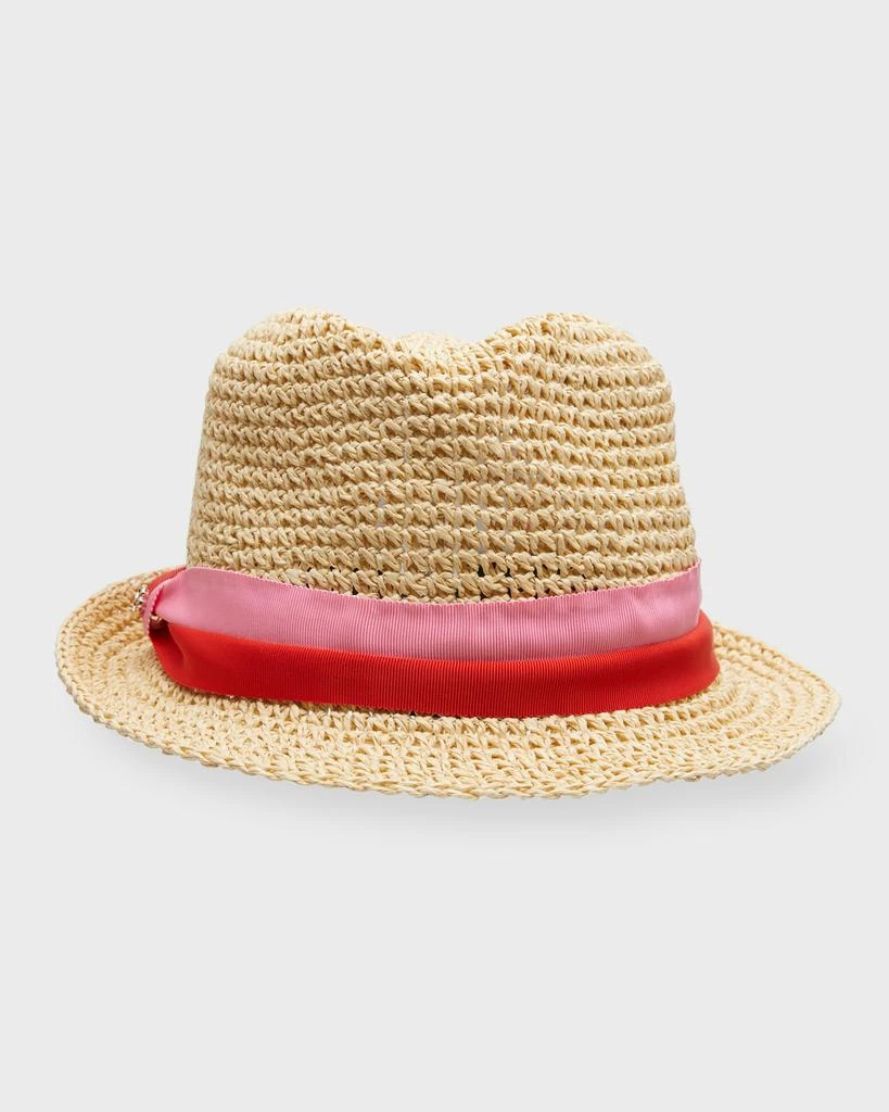 Kate Spade trilby straw fedora with bicolor band 1