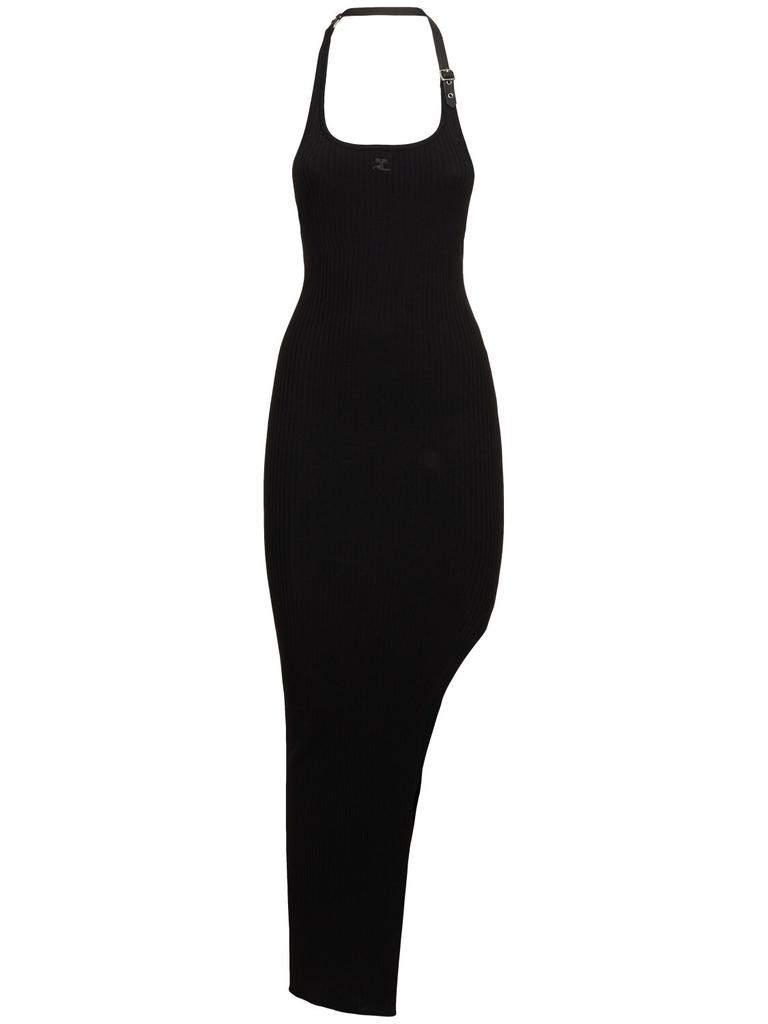 courreges Buckle Contrast Cotton Mini Dress - Dresses