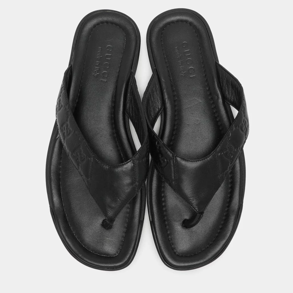 Gucci Gucci Black Guccissima Leather Criss Cross Flat Slides Size 43 3