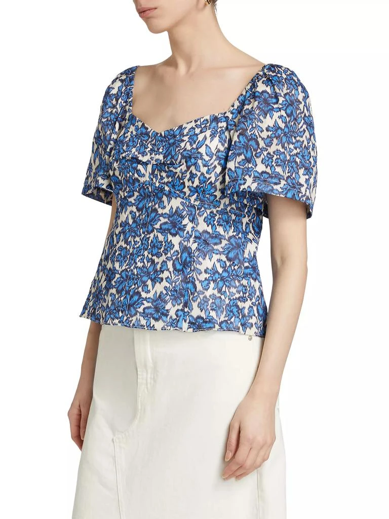 Tanya Taylor Bleecker Floral Flutter-Sleeve Blouse 4