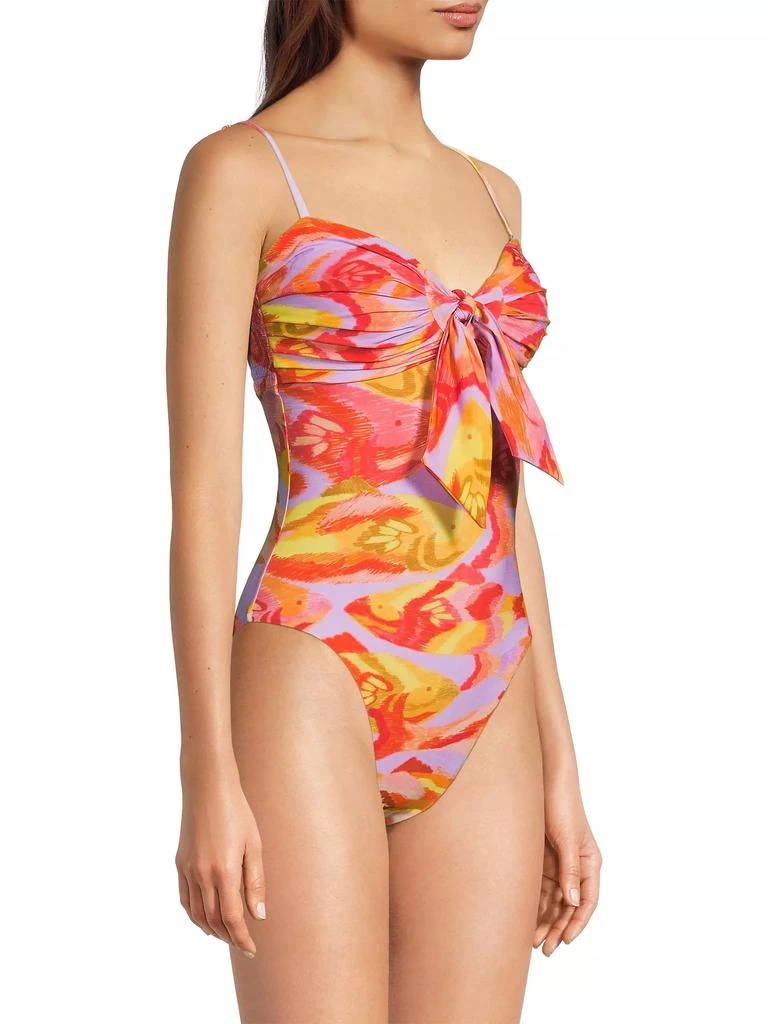 Farm Rio Painted Fishes Knotted One-Piece Swimsuit 4