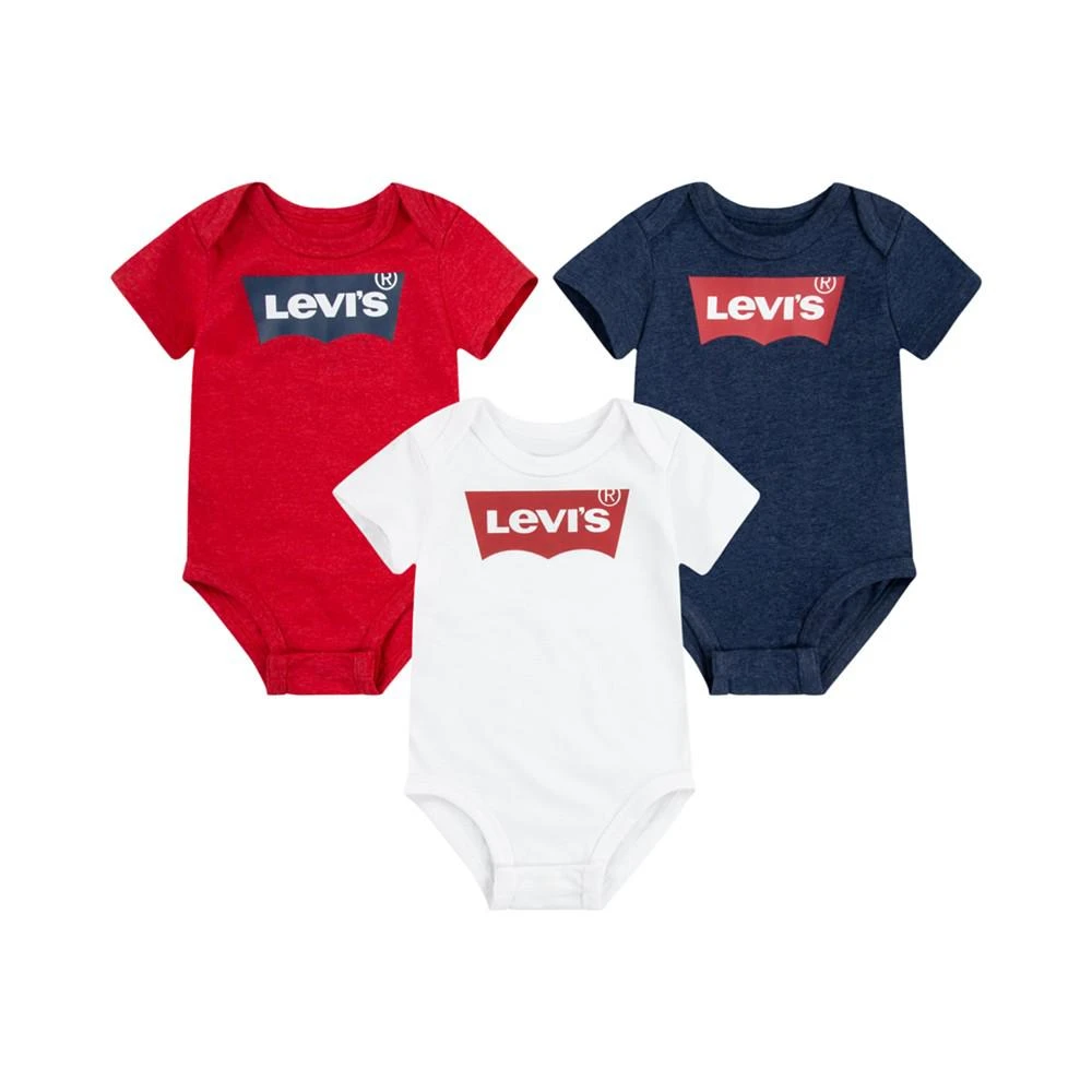 Levi's Baby Boys & Girls Short Sleeves Batwing Bodysuit, Pack of 3 1